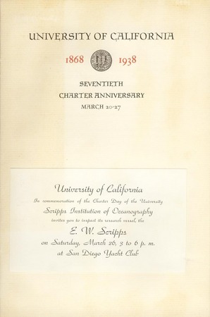 University of California 1868 1938 Seventieth Charter Anniversary, March 20-27 University of California in commenoration o...