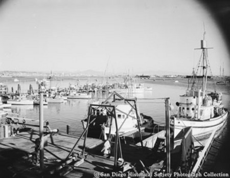 Boats docked at A.R. Robbins Marine Engine Works