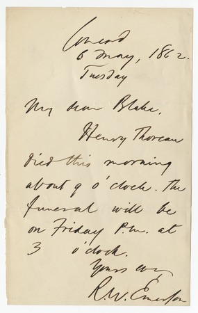 Letter : Concord, [Mass.], to Blake, 1862