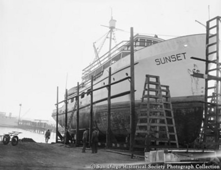 Tuna boat Sunset in drydock