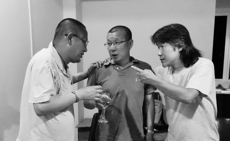 Pu Ming, Ma Shaofang, and Zhang Xiaobin at party