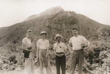 Robert S. Dietz and others near Shōwa-shinzan, Japan