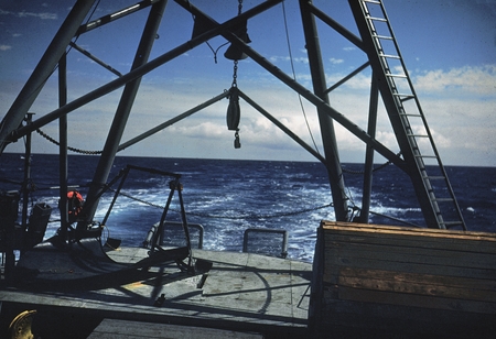 A-frame on ship during Capricorn Expedition. 1953