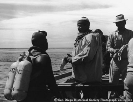 American Agar and Chemical Company divers in rowboat off coast of Baja California