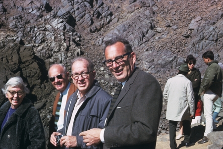 Helen Raitt, Andrew A. Benson, Russell W. Raitt, and William A. Nierenberg, at La Bufadora, Punta Banda, Baja California