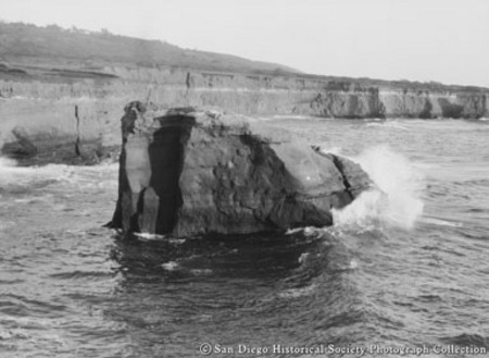 Rock formation in ocean surf off Sunset Cliffs coast
