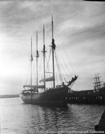 Docked sailing ship Blakely, San Diego waterfront