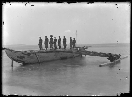 Men on a canoe