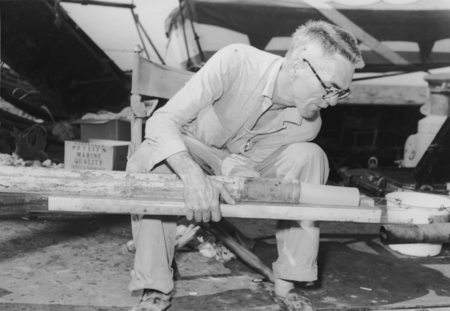 Milton Nunn Bramlette with a core during the Capricorn Expedition