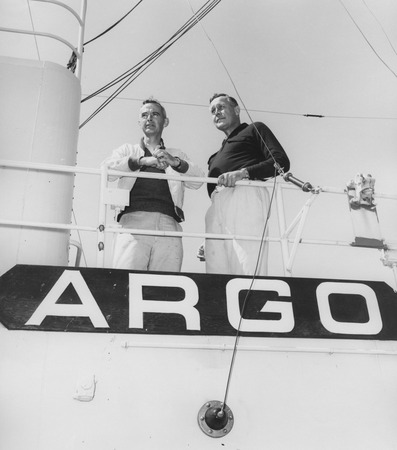 Roger Revelle and Jeffery D. Frautschy (left) aboard the R/V Argo