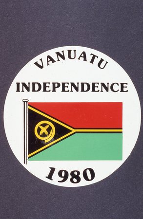 Tourist souvenir decal with flag of Vanuatu