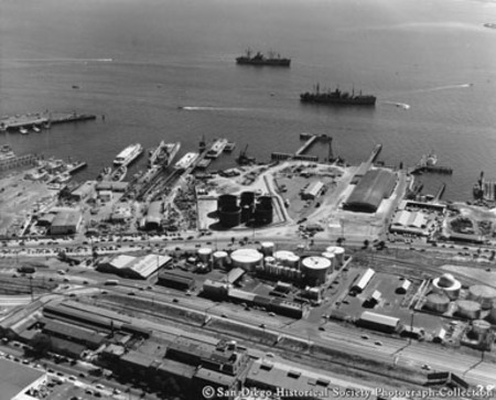 Aerial view of Martinolich Ship Building Company
