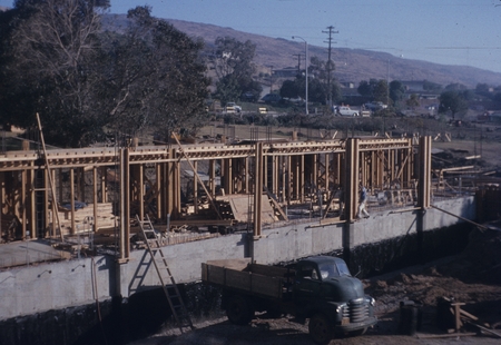Construction of the second floor to the addition of Ritter Hall on the campus of Scripps Institution of Oceanography. Dece...