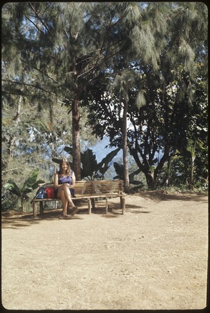 Susan Pflanz-Cook sitting on bench