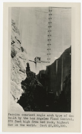 Pacoima Dam wall with scaffolding