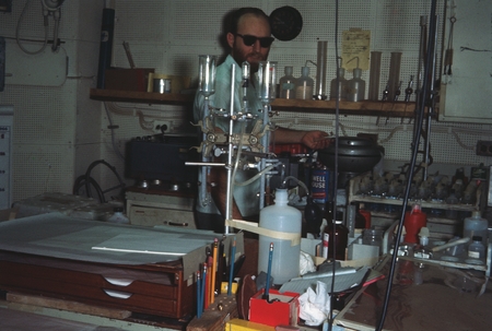 Arnold W. Mantyla in ship laboratory