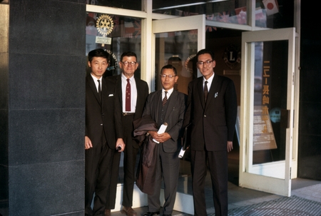 Masateru Anraku, Carl L. Hubbs, Tetsuo Yamada (President of Nagasaki University), and Shichiro Higasa at New Nagasai Hotel...