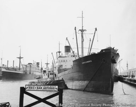 Docked cargo ship San Clemente