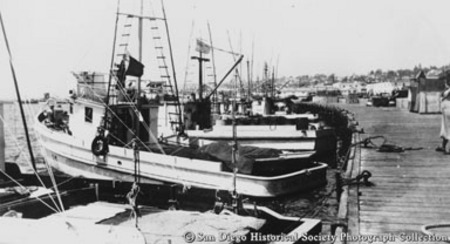 Fishing boats docked on San Diego waterfront