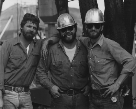 Roughnecks (left to right) David Morgan, Joseph Attride, and Dan Summy aboard the D/V Glomar Challenger (ship) during Leg ...