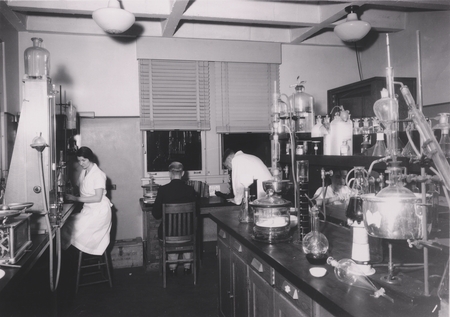 View of the Institution of Oceanography, working are (left to right) Katherine LaFond, Eugene Cecil LaFond, and Richard H....