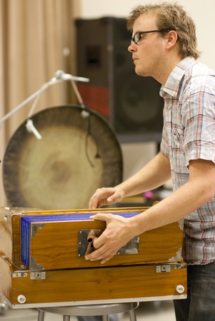 Ping: Rehearsal for 2011 UC San Diego performance: Ross Karre performing harmonium