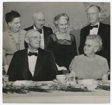 Ed and Mary Fletcher with two unidentified couples at formal event