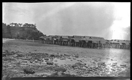 Houses on stilts over water at Barakau, a Motu village