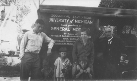 Hubbs family in San Diego, with University of Michigan expedition truck