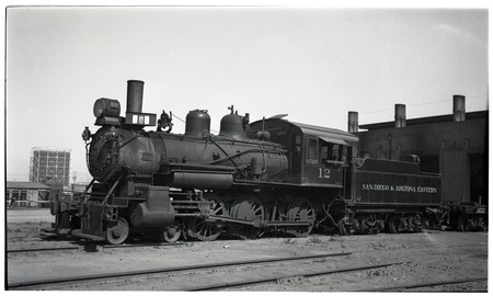 SD&amp;AE locomotive 12 at San Diego roundhouse