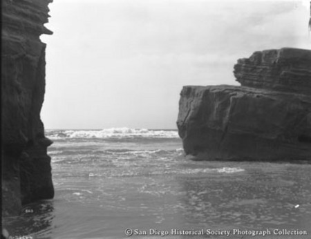 Rock formations and ocean surf, Ocean Beach