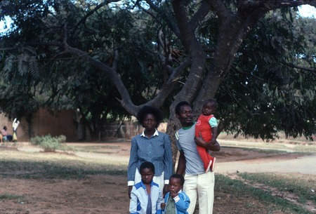 Mr. Patrick Mwanza and family in faculty housing neighborhood, Handsworth Court, on the UNZA campus