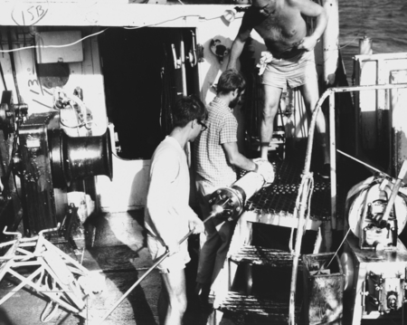 Heat flow operation on R/V Horizon: John G. Sclater, John Phillips Greenhouse and George W. Hohnhaus. When the ship left S...