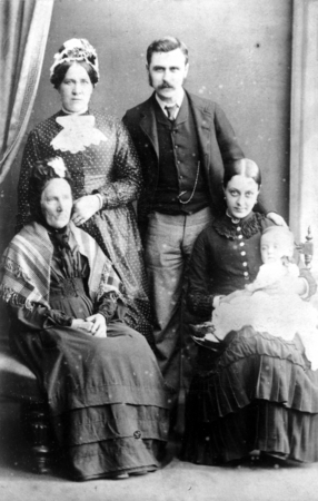 Matkin Family Portrait: Sarah Craxford Matkin (Mrs. Charles Matkin), Joseph Matkin, Granny Craxford, Mary Swift Matkin (Mr...