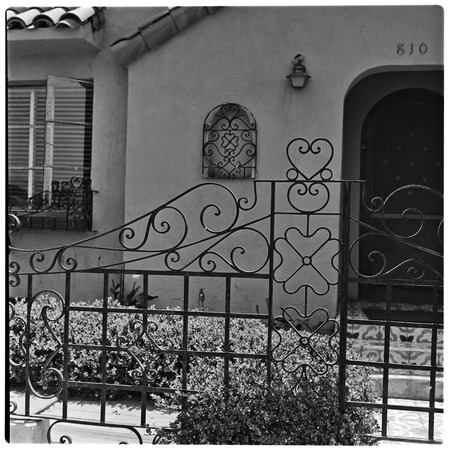 Decorative ironwork in front of residence
