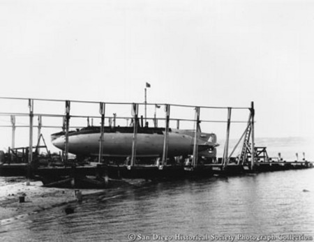 U.S. Naval submarine Grampus in drydock