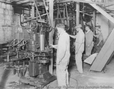 Men working closing machines at Cohn-Hopkins Company