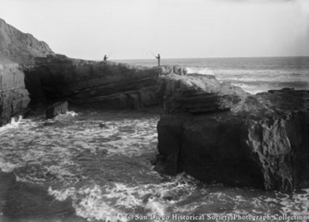 Two men fishing from Sunset Cliffs