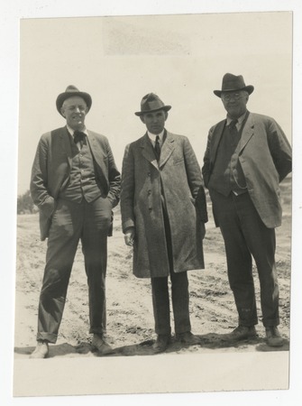 Ed Fletcher with E. J. Engel, President of the Santa Fe Railroad, and Harry Chandler of the Los Angeles Times