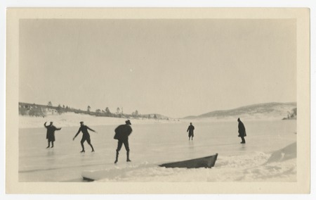 Fletcher family ice skating on Cuyamaca Lake