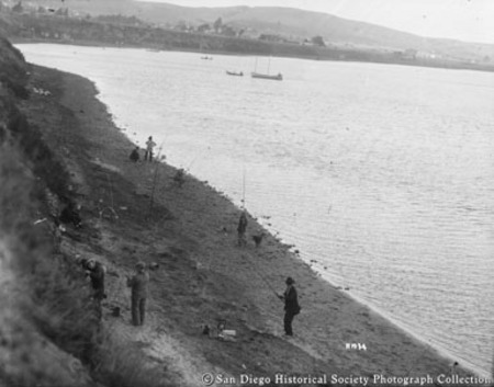 Fishing from shore at Mission Bay