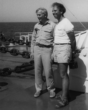 Scientists Wilfred B. Bryan, left of the Woods Hole Oceanographic Institution, and Nikolai Vasilevich Pertsev of the Insti...