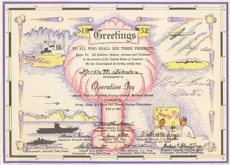 Operation Ivy Cruise certificate for Martin Johnson
