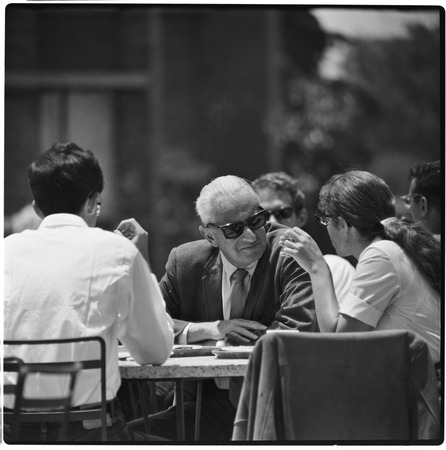 Herbert Marcuse, center with students