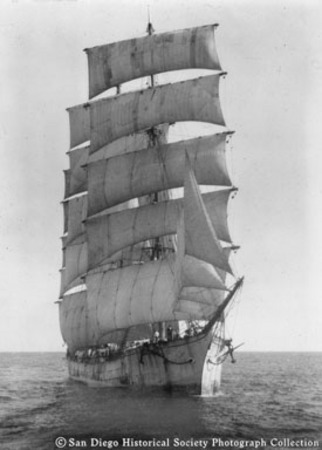 Replica of Jack London&#39;s Sea Wolf off coast of San Diego