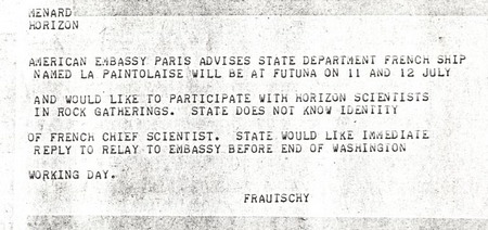 Teletype American Embassy Paris advises... DTG 052310Z