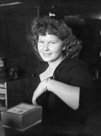 Woman in office, University of California Division of War Research