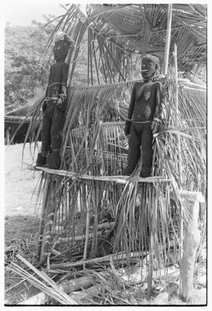 Fernwood &#39;ea figures sculpted by Arimae of Furi&#39;ilae, 1979, on speaking platform on the occasion of the opening of the Kwa...