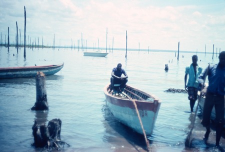 Boats and Fishermen at Kampinda village, Lake Mweru Wantipa