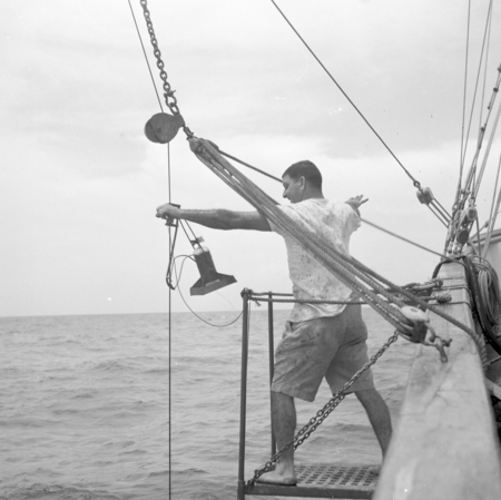 E.W. Scripps; Research schooner of Scripps Institution of Oceanogrphy takes plankton samples off La Jolla, California